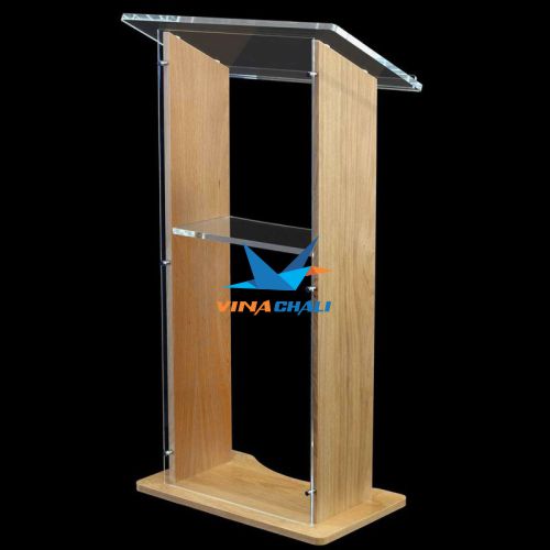 bục phát biểu mica và gỗ