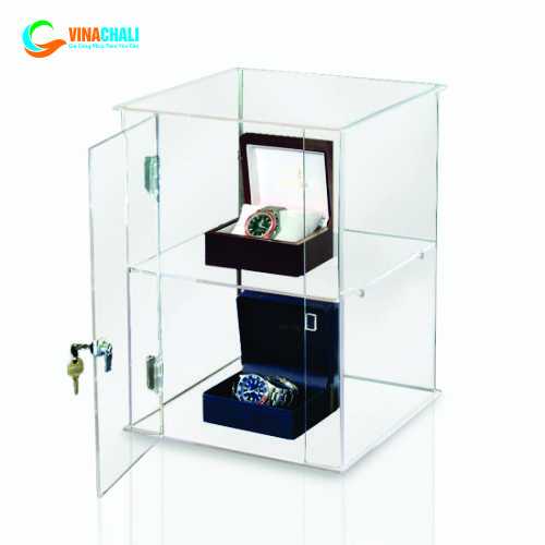 Tủ mica trưng bày sản phẩm 2 tầng