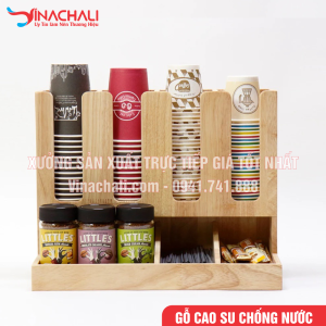 Kệ Đựng Ly Trà Sữa, Ly Nhựa Dùng 1 Lần, Đồ Pha Chế Đường, Sữa, Ống Hút 7 Ngăn 2 Tầng - KTS02