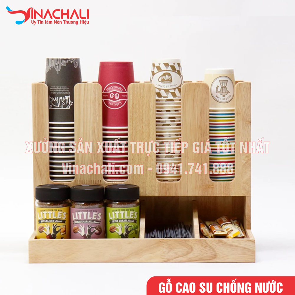 Kệ Đựng Ly Trà Sữa, Ly Nhựa Dùng 1 Lần, Đồ Pha Chế Đường, Sữa, Ống Hút 7 Ngăn 2 Tầng