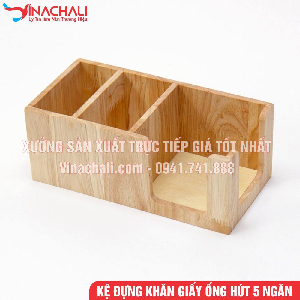 Kệ Để Đồ Pha Chế Nhà Hàng, Đựng Đường, Sữa, Ống Hút, Khăn Giấy được làm bằng gỗ tự nhiên