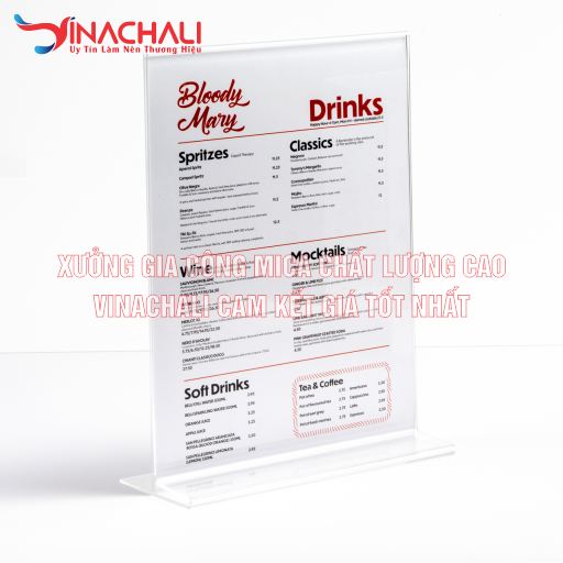 Bảng menu mica được dùng để làm thực đơn nhà hàng