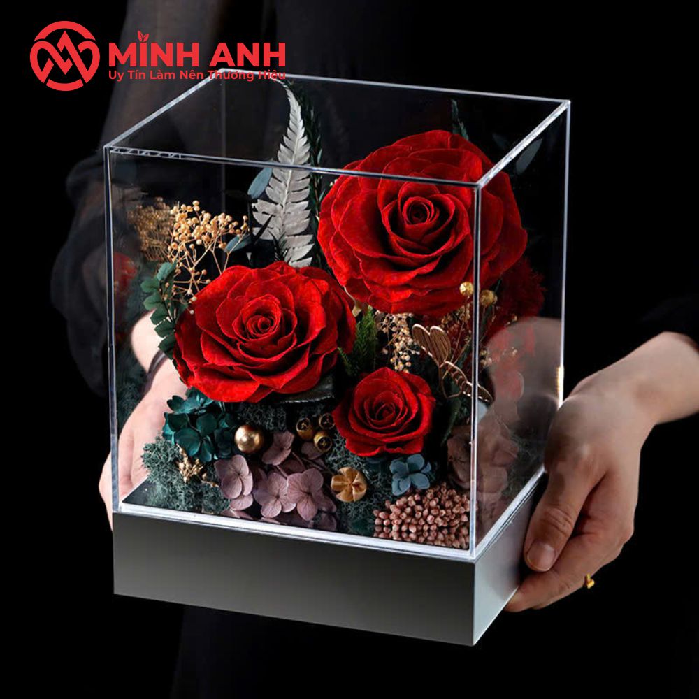 Hộp Mica Đựng Hoa Vuông Cao Cấp